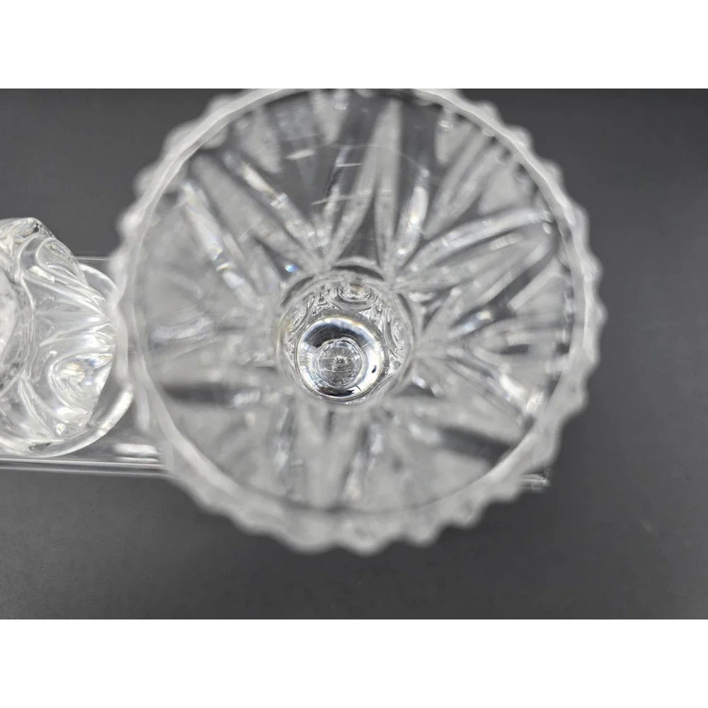 Set Of 2‎ VINTAGE PRESSED GLASS CLEAR DIAMOND CUT TOOTHPICK HOLDERS